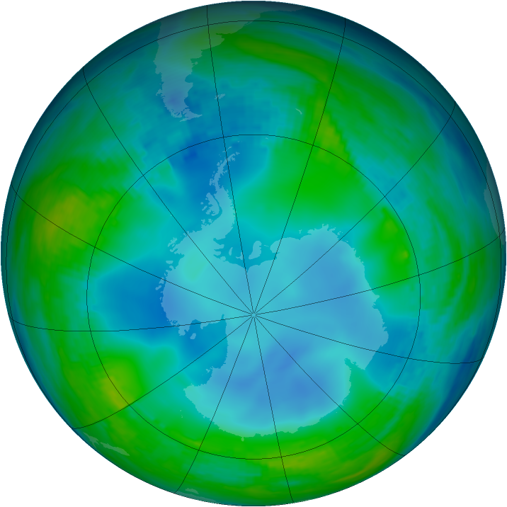 Antarctic ozone map for 30 May 1988